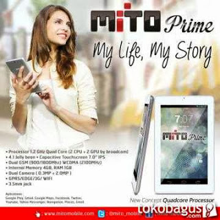 Spesifikasi,Harga Mito Prime T330 Tablet Quadcore