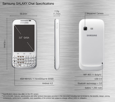 Spesifikasi,Harga Samsung Galaxy Chat: