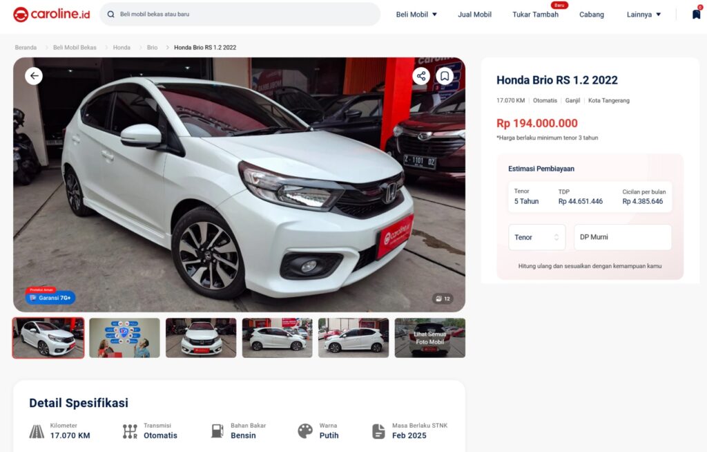 Jual Mobil Honda Brio RS 1.2 2022 Bekas